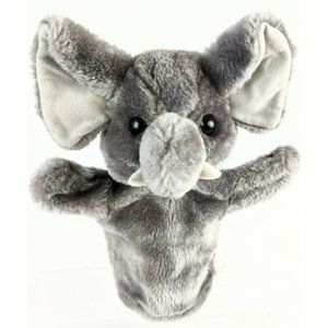 Elephant Hand Puppet Stuffed animal Plush Gray Toy 10 in Unbranded
